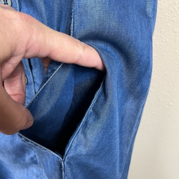 PrAna Tencel Button Down Shirt Dress long sleeves with tabs chambray, sz XS - Picture 4 of 9